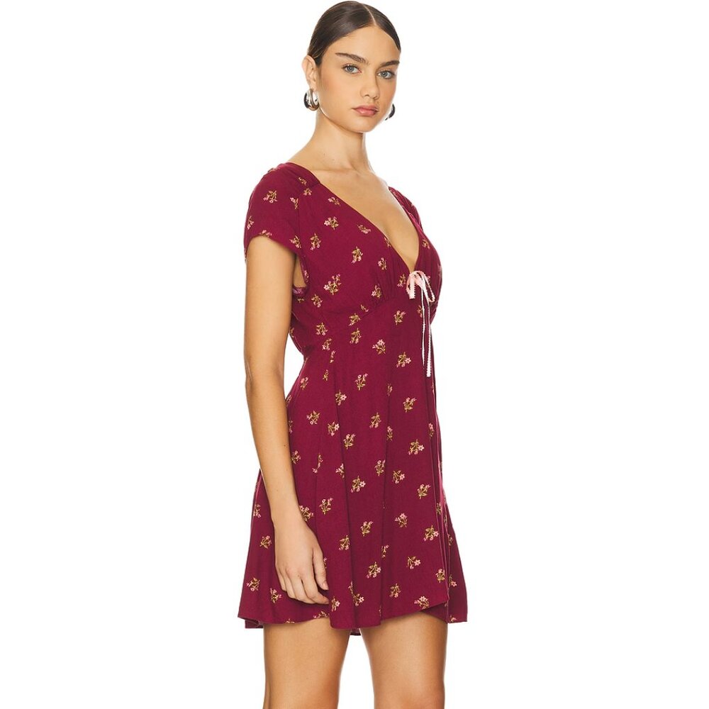 Free People Everyone's Favorite Dress in Earth Red Combo Size S NWT